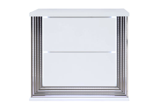 Ylime Smooth White Nightstand with LED