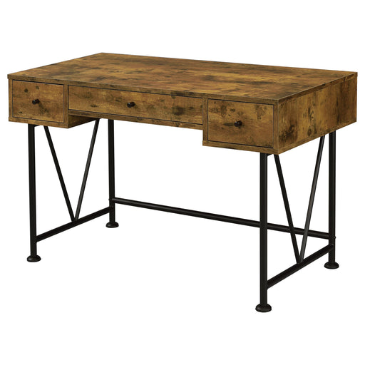 Analiese 3-drawer Writing Desk Antique Nutmeg and Black - Home Furniture And More (Brentwood, MD)