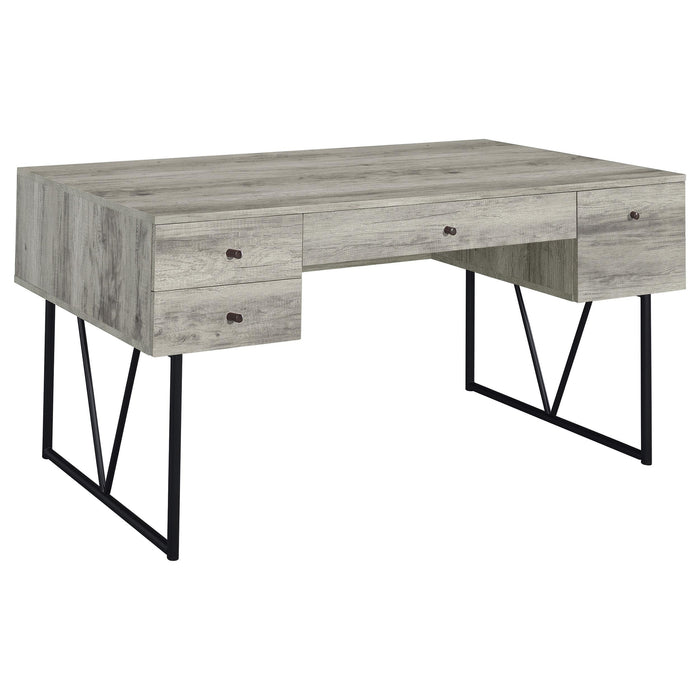 Analiese 4-drawer Writing Desk Grey Driftwood - Home Furniture And More (Brentwood, MD)