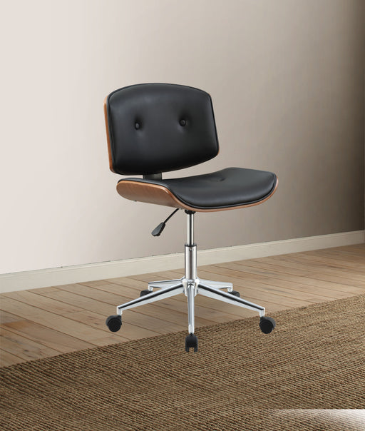 Camila Black PU & Walnut Office Chair - Home Furniture And More (Brentwood, MD)