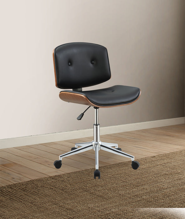 Camila Black PU & Walnut Office Chair - Home Furniture And More (Brentwood, MD)