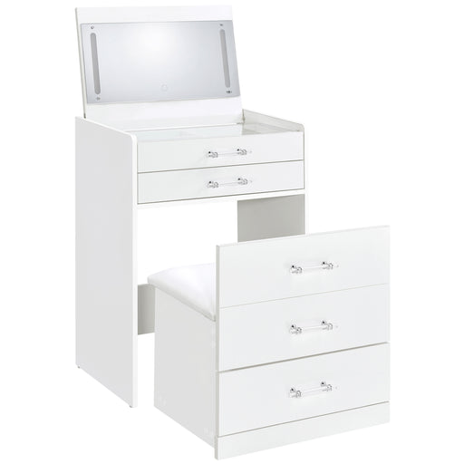 Danbury Makeup Vanity Table with LED Mirror and Stool - Home Furniture And More (Brentwood, MD)