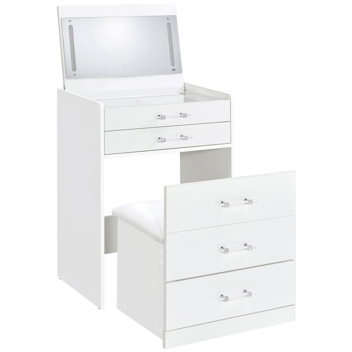 Danbury Makeup Vanity Table with LED Mirror and Stool - Home Furniture And More (Brentwood, MD)