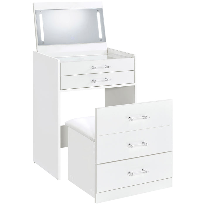 Danbury Makeup Vanity Table with LED Mirror and Stool - Home Furniture And More (Brentwood, MD)