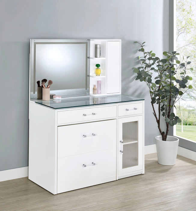 Flora Makeup Vanity Table with LED Mirror and Stool - Home Furniture And More (Brentwood, MD)