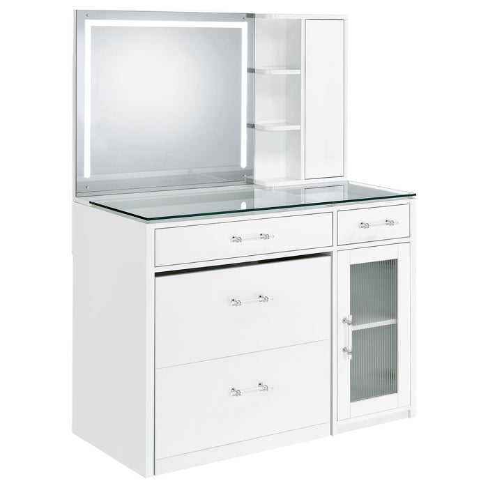Flora Makeup Vanity Table with LED Mirror and Stool - Home Furniture And More (Brentwood, MD)