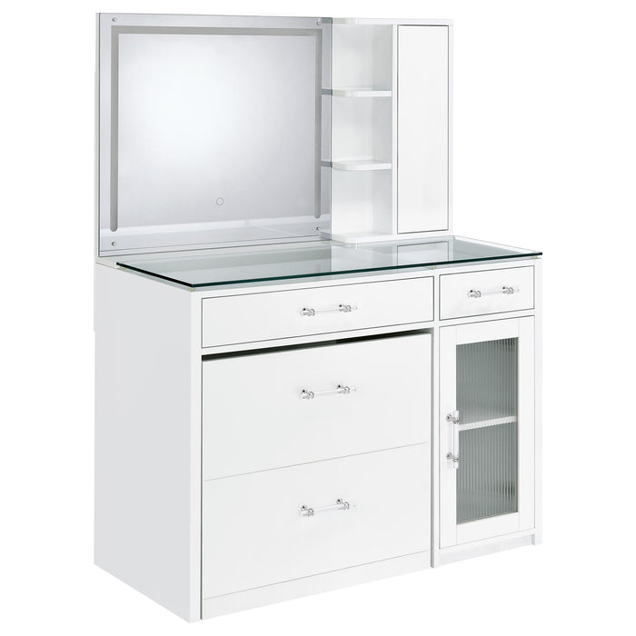 Flora Makeup Vanity Table with LED Mirror and Stool - Home Furniture And More (Brentwood, MD)