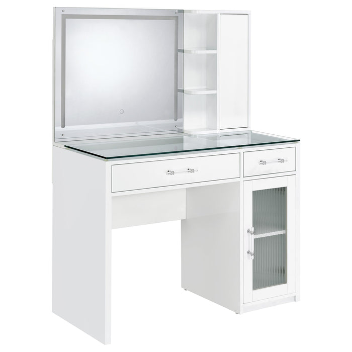 Flora Makeup Vanity Table with LED Mirror and Stool - Home Furniture And More (Brentwood, MD)