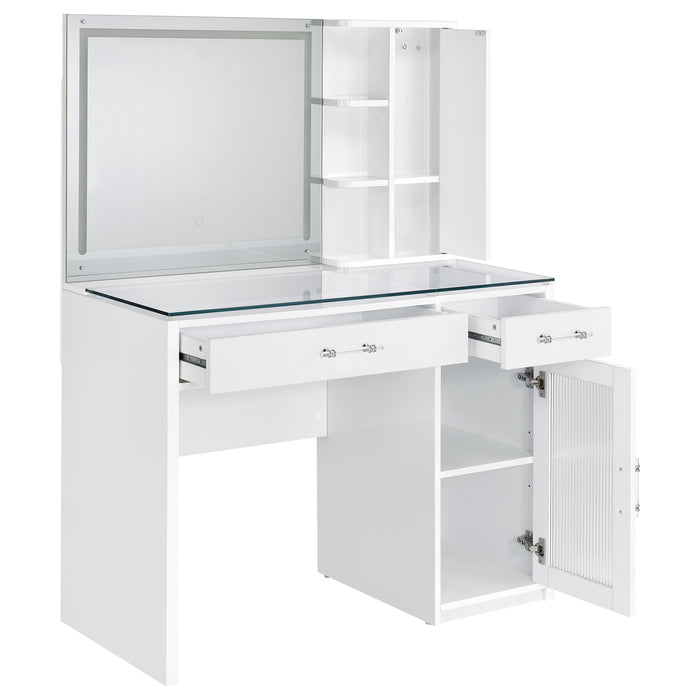 Flora Makeup Vanity Table with LED Mirror and Stool - Home Furniture And More (Brentwood, MD)