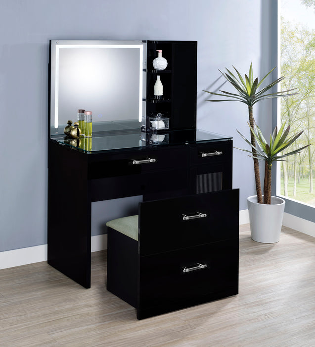 Flora Makeup Vanity Table with LED Mirror and Stool - Home Furniture And More (Brentwood, MD)