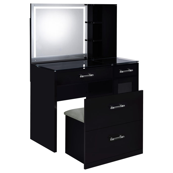 Flora Makeup Vanity Table with LED Mirror and Stool - Home Furniture And More (Brentwood, MD)