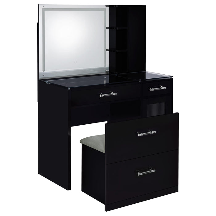 Flora Makeup Vanity Table with LED Mirror and Stool - Home Furniture And More (Brentwood, MD)