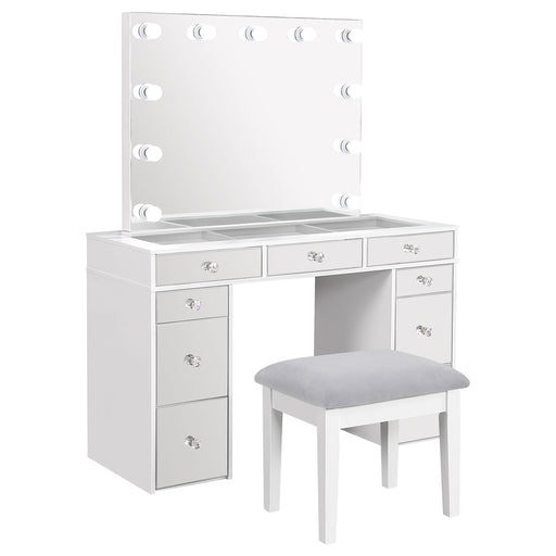 Regina Makeup Vanity Table with LED Mirror and Stool - Home Furniture And More (Brentwood, MD)