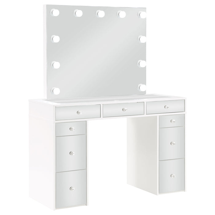 Regina Makeup Vanity Table with LED Mirror and Stool - Home Furniture And More (Brentwood, MD)