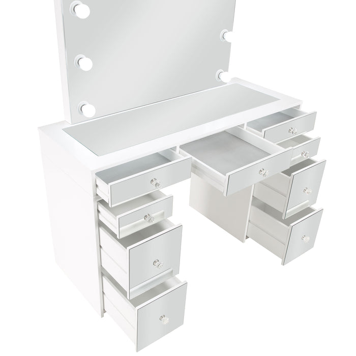 Regina Makeup Vanity Table with LED Mirror and Stool - Home Furniture And More (Brentwood, MD)
