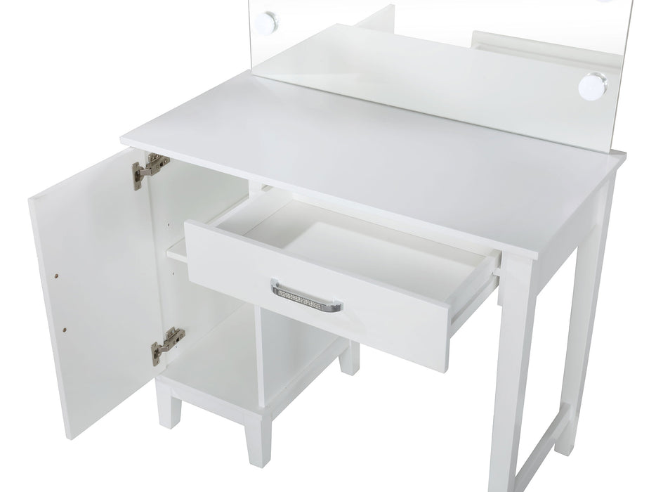 Elijah Makeup Vanity Table with LED Mirror and Stool - Home Furniture And More (Brentwood, MD)