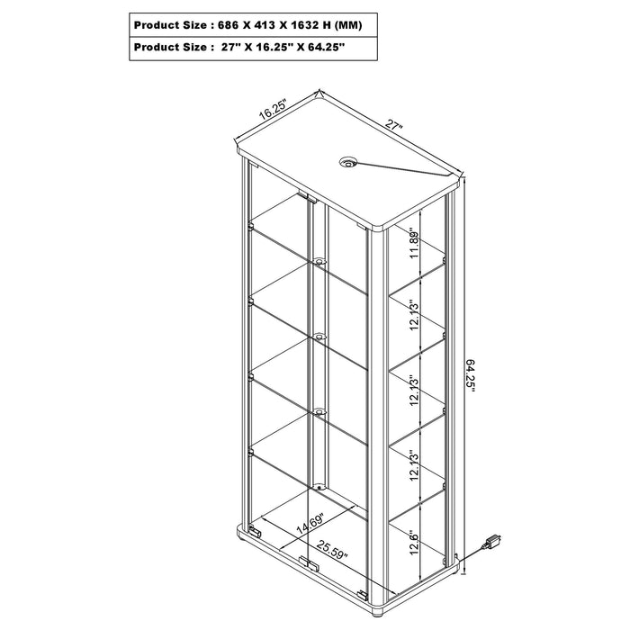 Aero Curio Cabinet with LED Lighting - Home Furniture And More (Brentwood, MD)