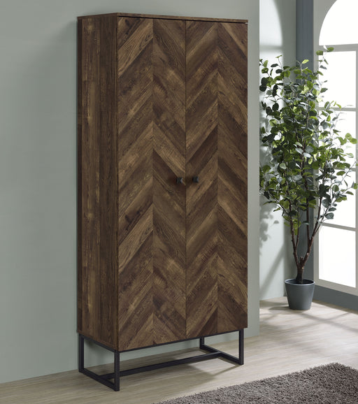 Carolyn 2-door Accent Cabinet Rustic Oak and Gunmetal - Home Furniture And More (Brentwood, MD)