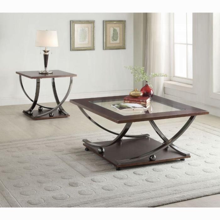 Isiah Black Nickel & Clear Glass Coffee Table - Home Furniture And More (Brentwood, MD)