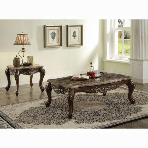 Latisha Marble & Antique Oak Coffee Table - Home Furniture And More (Brentwood, MD)