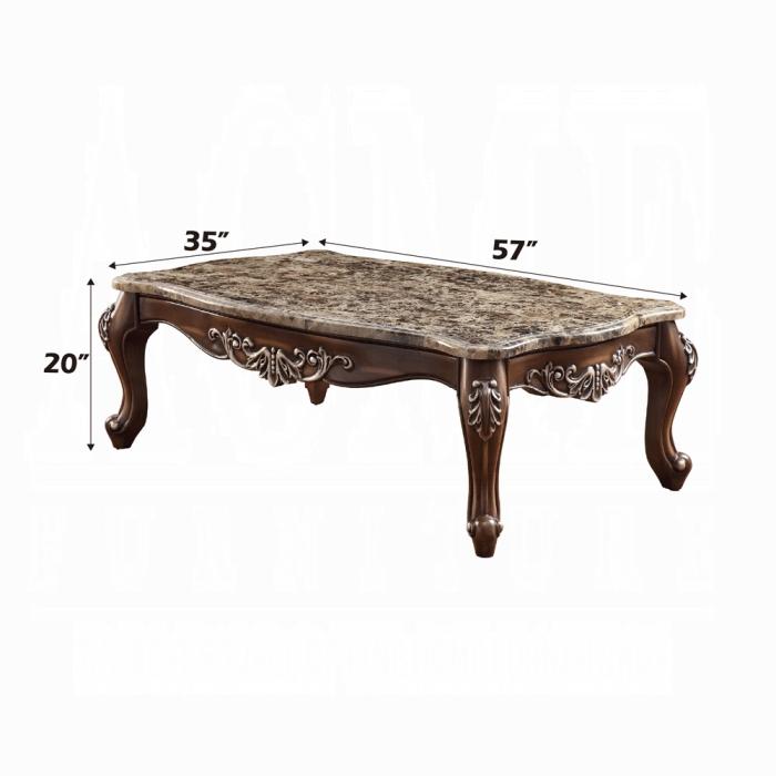 Latisha Marble & Antique Oak Coffee Table - Home Furniture And More (Brentwood, MD)