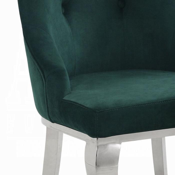 Dekel Green Fabric & Stainless Steel Side Chair - Home Furniture And More (Brentwood, MD)