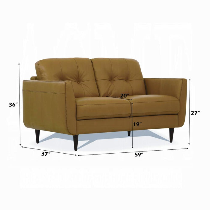 Radwan Camel Leather Loveseat - Home Furniture And More (Brentwood, MD)