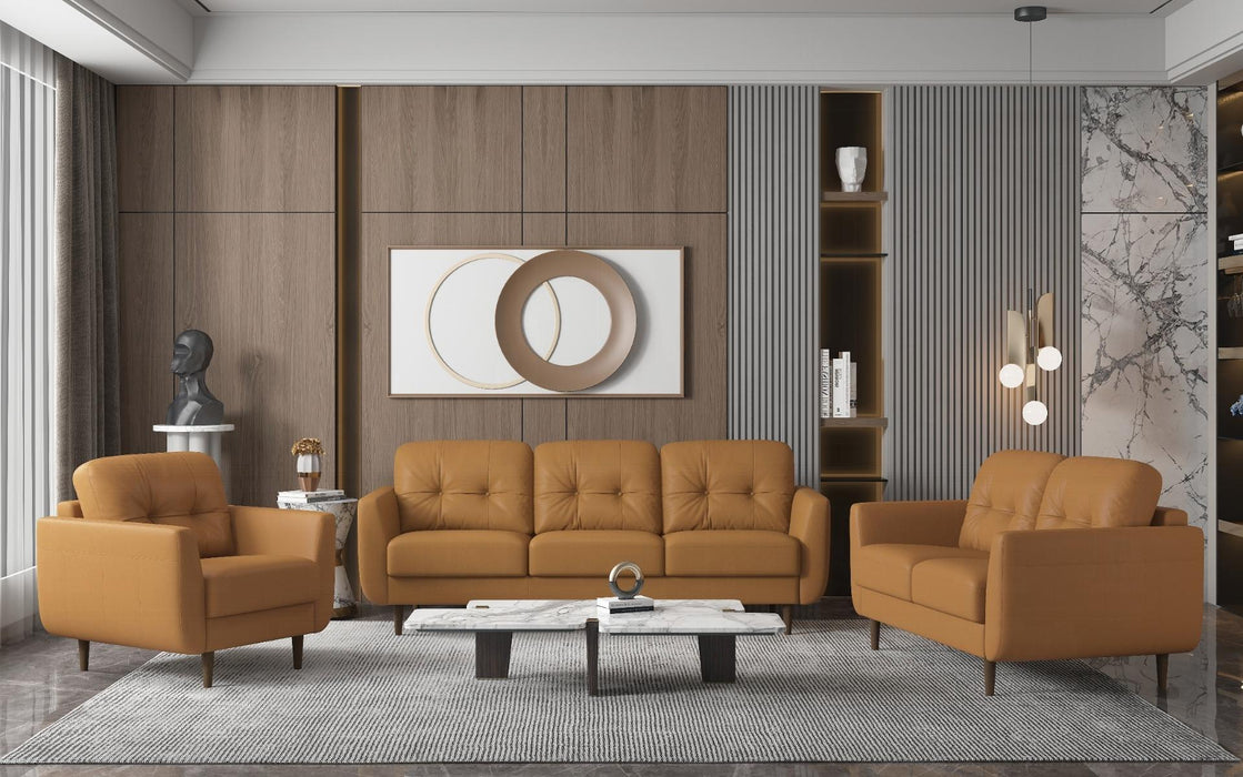 Radwan Camel Leather Loveseat - Home Furniture And More (Brentwood, MD)