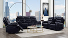 Aashi Navy Leather-Gel Match Sofa (Motion) - Home Furniture And More (Brentwood, MD)