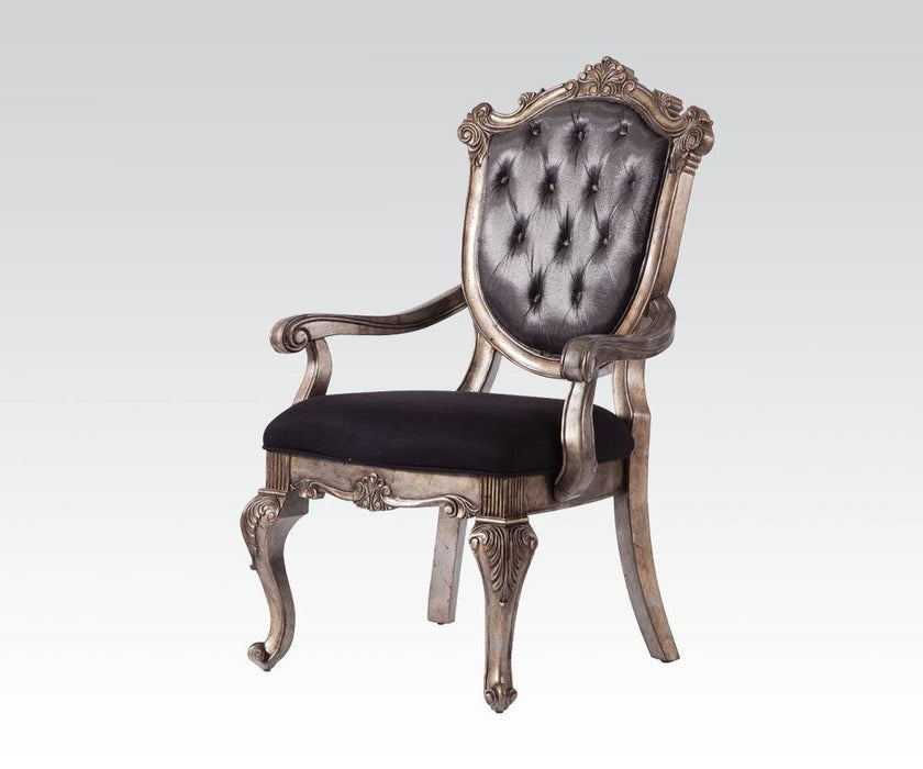 Acme Chantelle Button Tufted Back Seat Dining Arm Chair (Set of 2) in Antique Platinum 60543 - Home Furniture And More (Brentwood, MD)