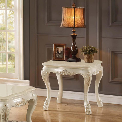 Acme Chantelle End Table with Marble Top in Pearl White 83542 - Home Furniture And More (Brentwood, MD)