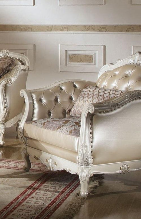 Acme Chantelle Living Room Chair w/Pillow in Pearl White 53542 - Home Furniture And More (Brentwood, MD)