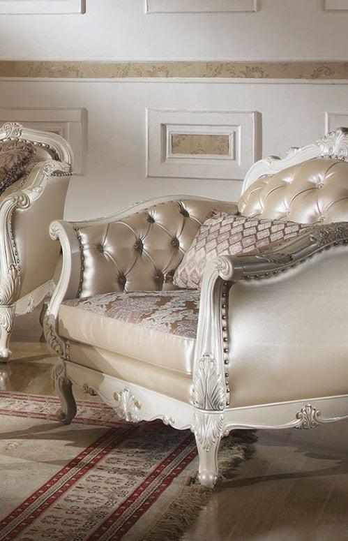 Acme Chantelle Living Room Chair w/Pillow in Pearl White 53542 - Home Furniture And More (Brentwood, MD)