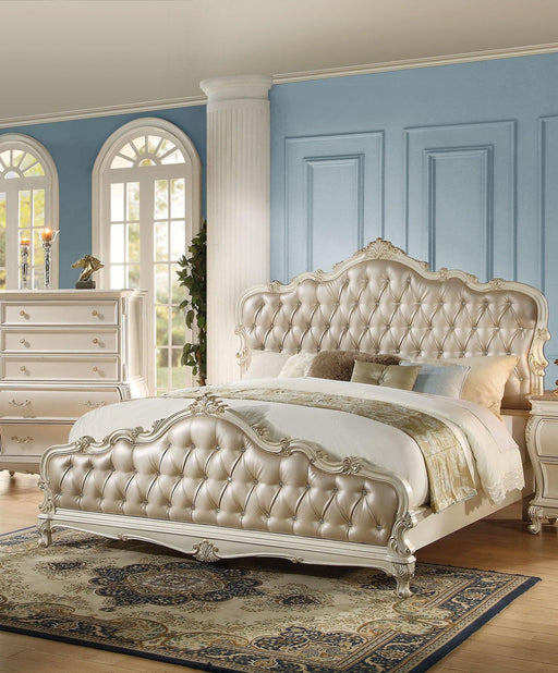 Acme Chantelle Queen Bed with Button Tufted Panels in Pearl White 23540Q - Home Furniture And More (Brentwood, MD)