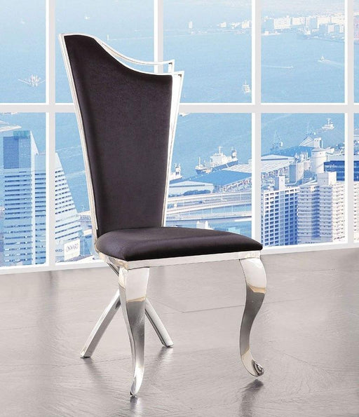 ACME Cyrene Faux Fabric Side Chair (Set of 2) in Stainless Steel 62079 - Home Furniture And More (Brentwood, MD)