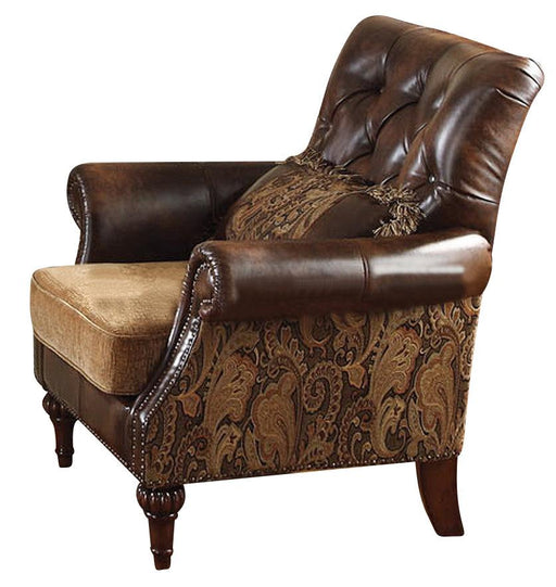 Acme Dreena Traditional Bonded Leather and Chenille Chair 05497 - Home Furniture And More (Brentwood, MD)