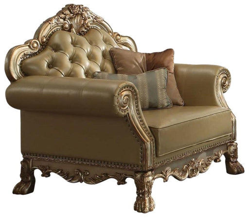 Acme Dresden Chair w/ 2 Pillows in Gold Patina 53162 - Home Furniture And More (Brentwood, MD)