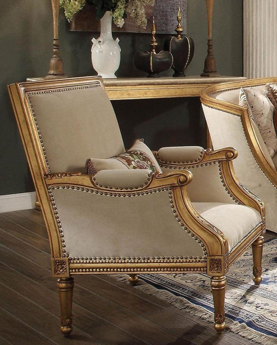 Acme Furniture Daesha Accent Chair in Tan Flannel & Antique Gold 50838 - Home Furniture And More (Brentwood, MD)