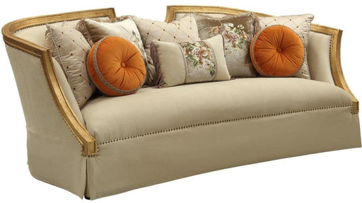 Acme Furniture Daesha Sofa in Tan Flannel & Antique Gold 50835 - Home Furniture And More (Brentwood, MD)