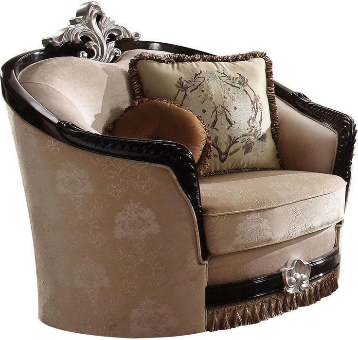 Acme Furniture Ernestine Chair with 2 Pillows in Tan and Black 52112 - Home Furniture And More (Brentwood, MD)