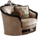Acme Furniture Ernestine Chair with 2 Pillows in Tan and Black 52112 - Home Furniture And More (Brentwood, MD)