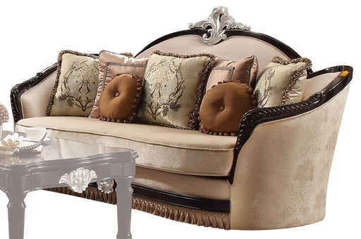 Acme Furniture Ernestine Sofa with 7 Pillows in Tan and Black 52110 - Home Furniture And More (Brentwood, MD)