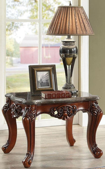 Acme Furniture Eustoma End Table in Marble/Walnut 83067 - Home Furniture And More (Brentwood, MD)