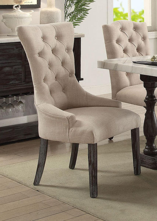 Acme Furniture Gerardo Upholstered Arm Chair in Beige and Espresso (Set of 2) 60823 - Home Furniture And More (Brentwood, MD)