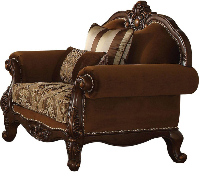 Acme Furniture Jardena Chair with 2 Pillows in Cherry Oak 50657 - Home Furniture And More (Brentwood, MD)