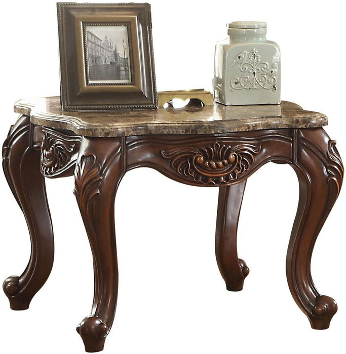 Acme Furniture Jardena End Table in Marble/Cherry Oak 81657 - Home Furniture And More (Brentwood, MD)