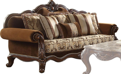 Acme Furniture Jardena Sofa with 6 Pillows in Cherry Oak 50655 - Home Furniture And More (Brentwood, MD)