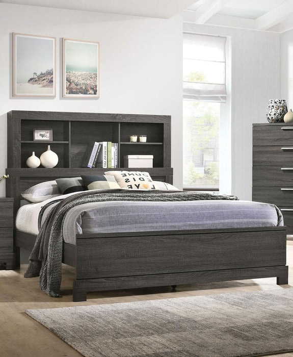 Acme Furniture Lantha Queen Bookcase Panel Bed in Grey Oak 22030Q - Home Furniture And More (Brentwood, MD)