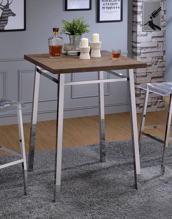 Acme Furniture Nadie Square Bar Table in Chrome and Oak 72595 - Home Furniture And More (Brentwood, MD)