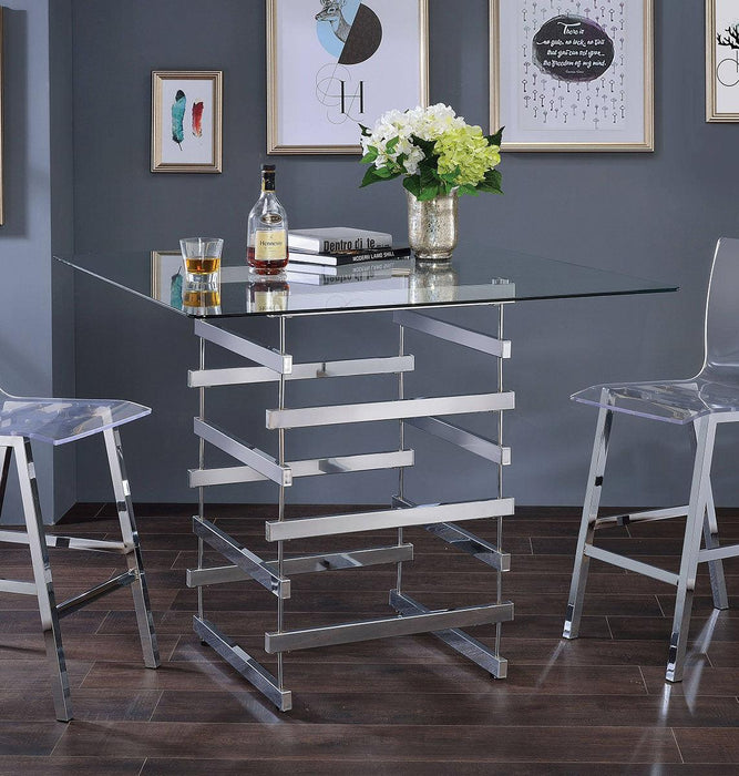 Acme Furniture Nadie Square Counter Height Table in Chrome 72590 - Home Furniture And More (Brentwood, MD)